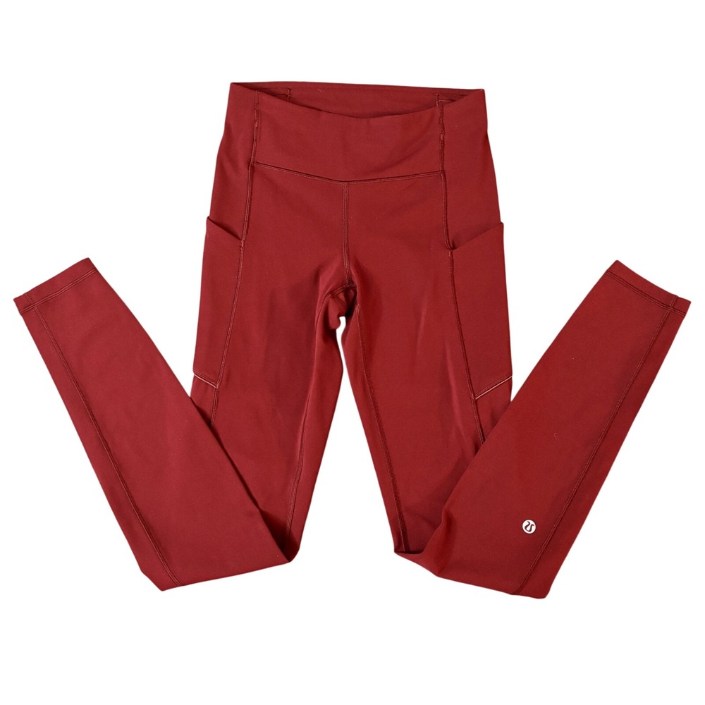 Lululemon Speed Up Tight 28" HR Leggings Pockets Reflective Maroon/Wine Sz 2